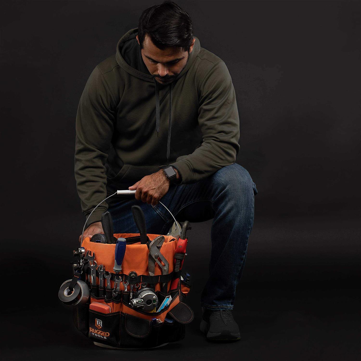 Rugged Tools Bucket Tool Organizer 64 Pocket Bucket Caddy for 5 Gallon Buckets - Image 3