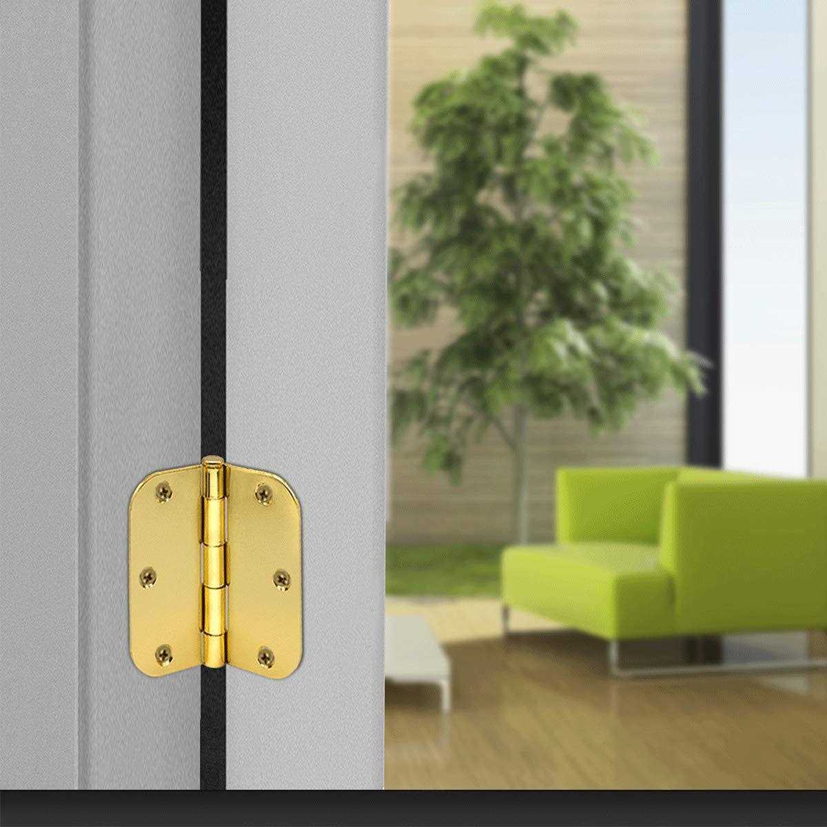 Goldentimehardware 3.5 x 3.5 door hinges with 5/8 radius corners polished brass - Image 3