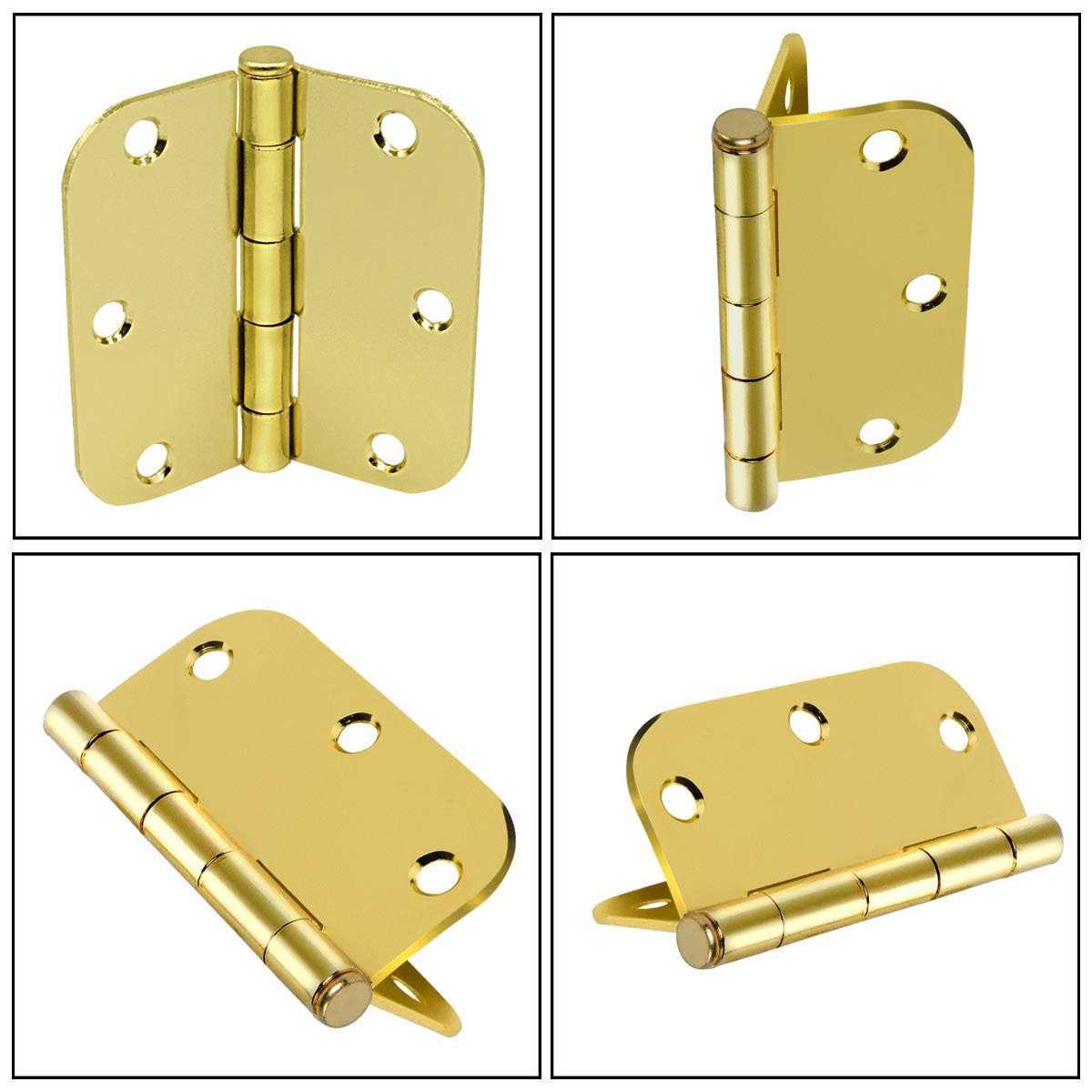Goldentimehardware 3.5 x 3.5 door hinges with 5/8 radius corners polished brass - Image 5
