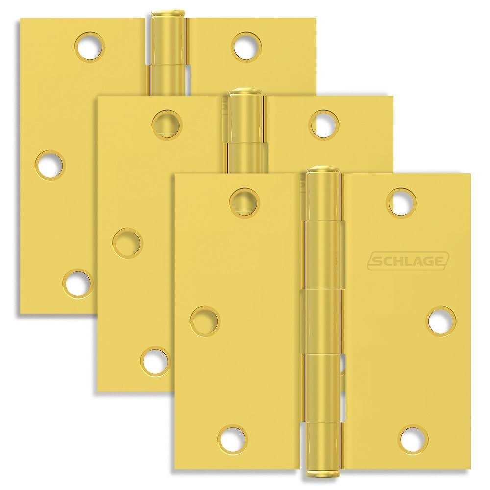 Schlage Pack of Three 3.5 x 3.5 Square Corner Plain Bearing Mortise S3P1010FRP625 - Image 4