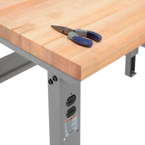 Global Industrial Global Industrial Adjustable Height Workbench C Channel Leg Maple Square Edge Gray - Image 3