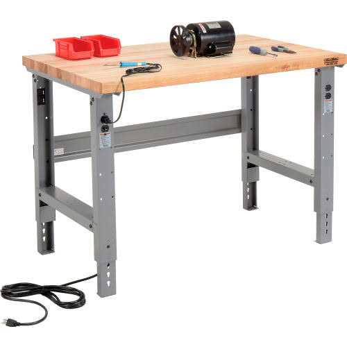 Global Industrial Global Industrial Adjustable Height Workbench C Channel Leg Maple Square Edge Gray - Image 5