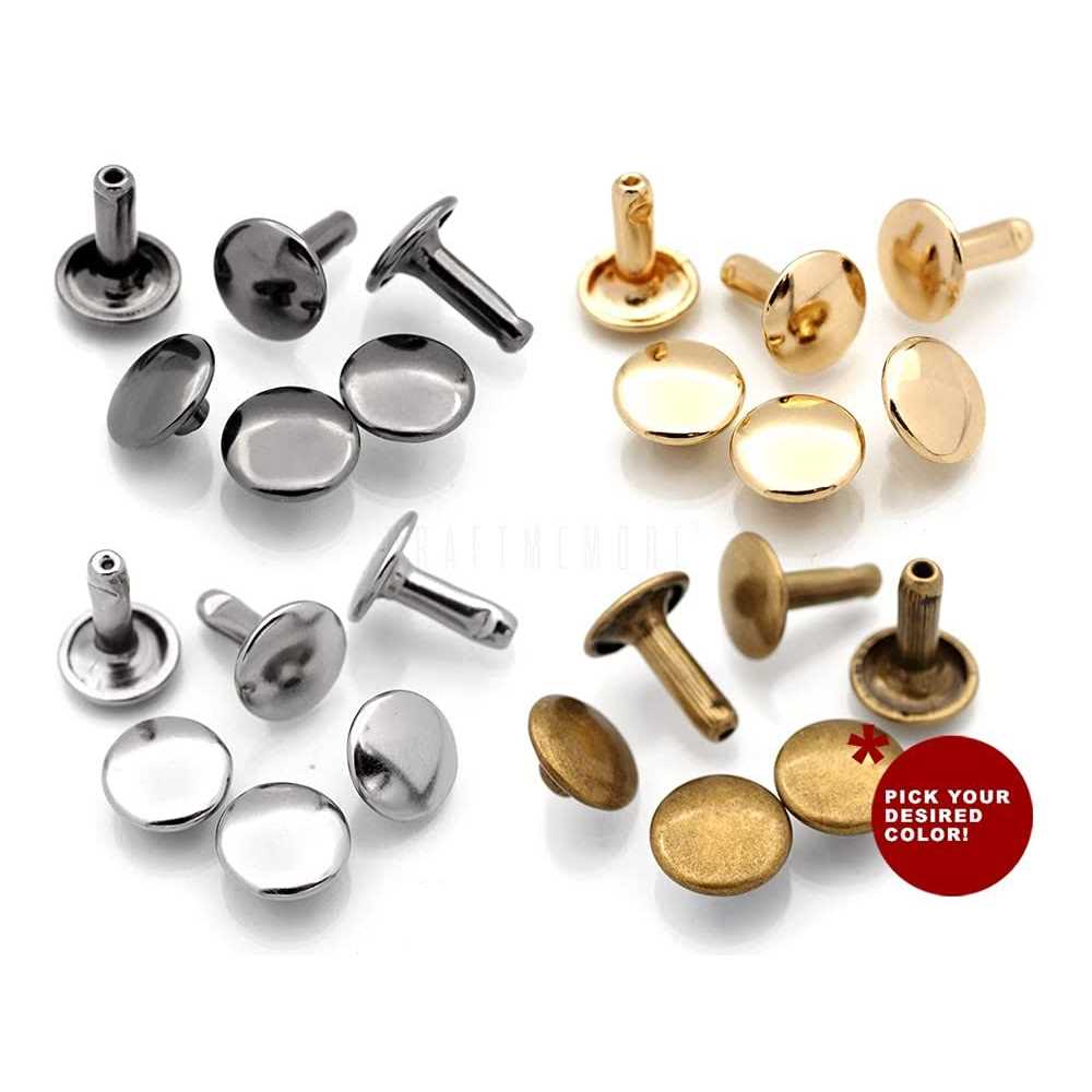 CRAFTMEMORE 8mm Cap x Post Leather Rivet Double Cap Rivets Tubular Metal Rapid Rivet Studs Leather Craft 50 Sets - Image 4