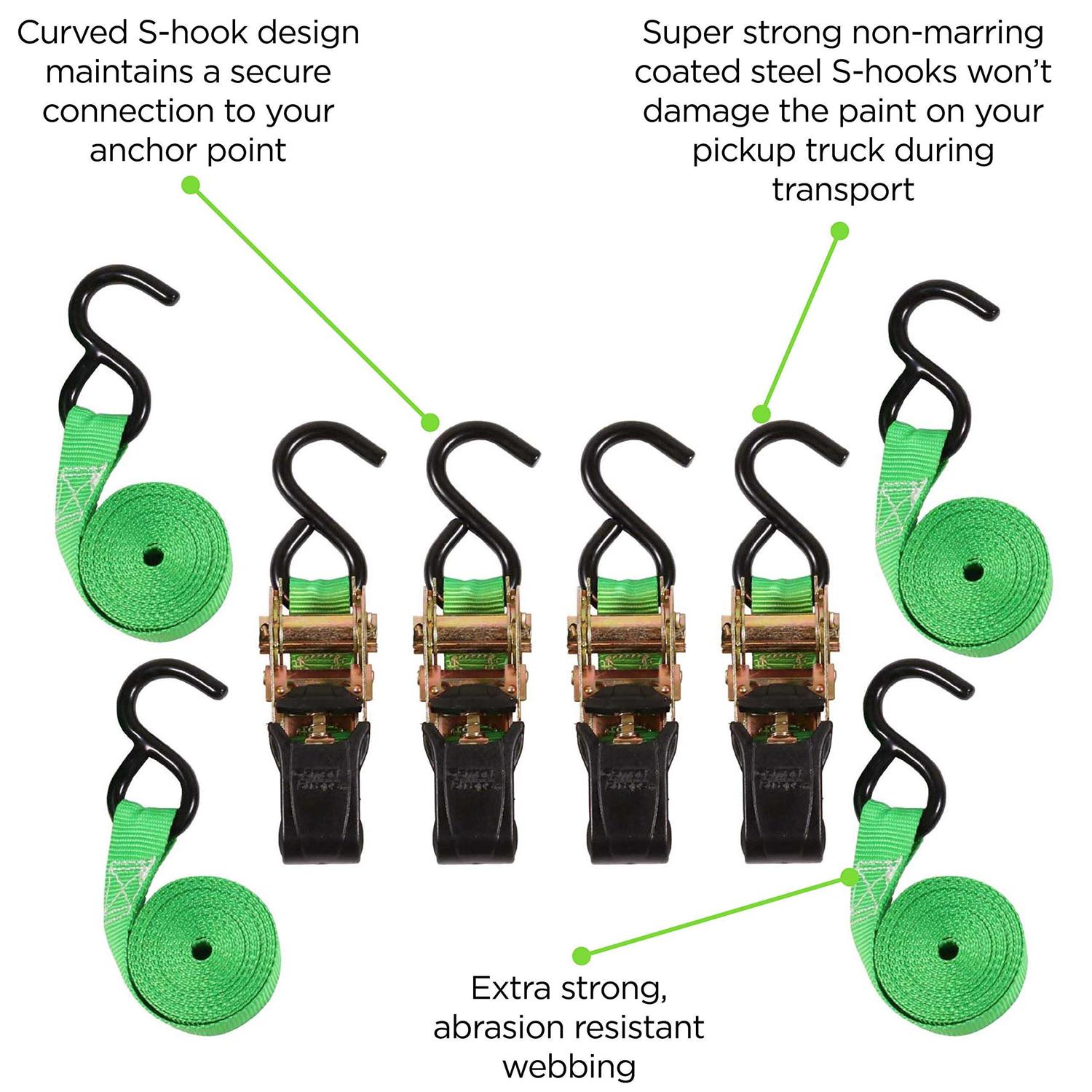 SmartStraps 14' 1500 lb Padded Ratchet Tie Down 4 Pack - Image 3
