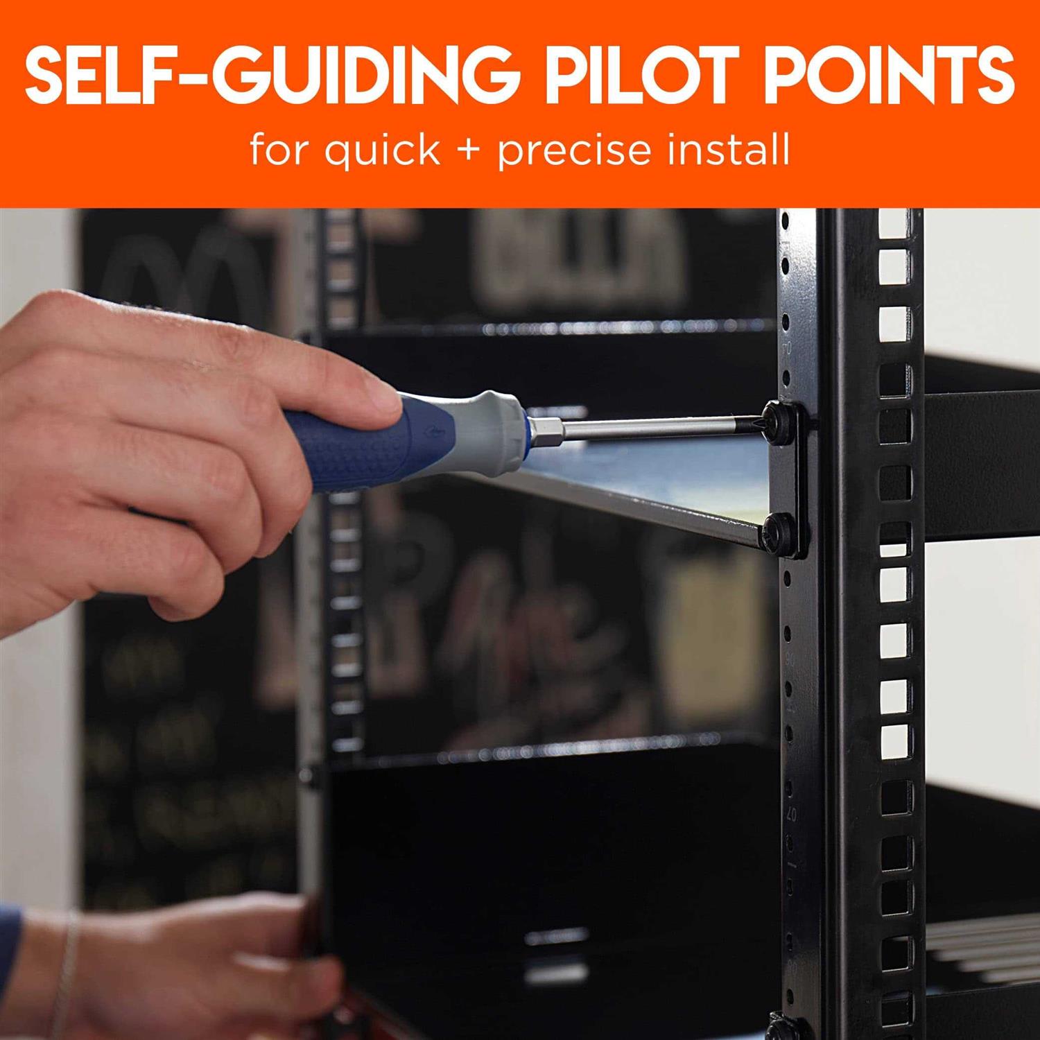 ECHOGEAR Rack Mount Screws 50 Pack 10/32 Steel Screws with Attached Nylon Washers & Pilot Point Heads - Image 4