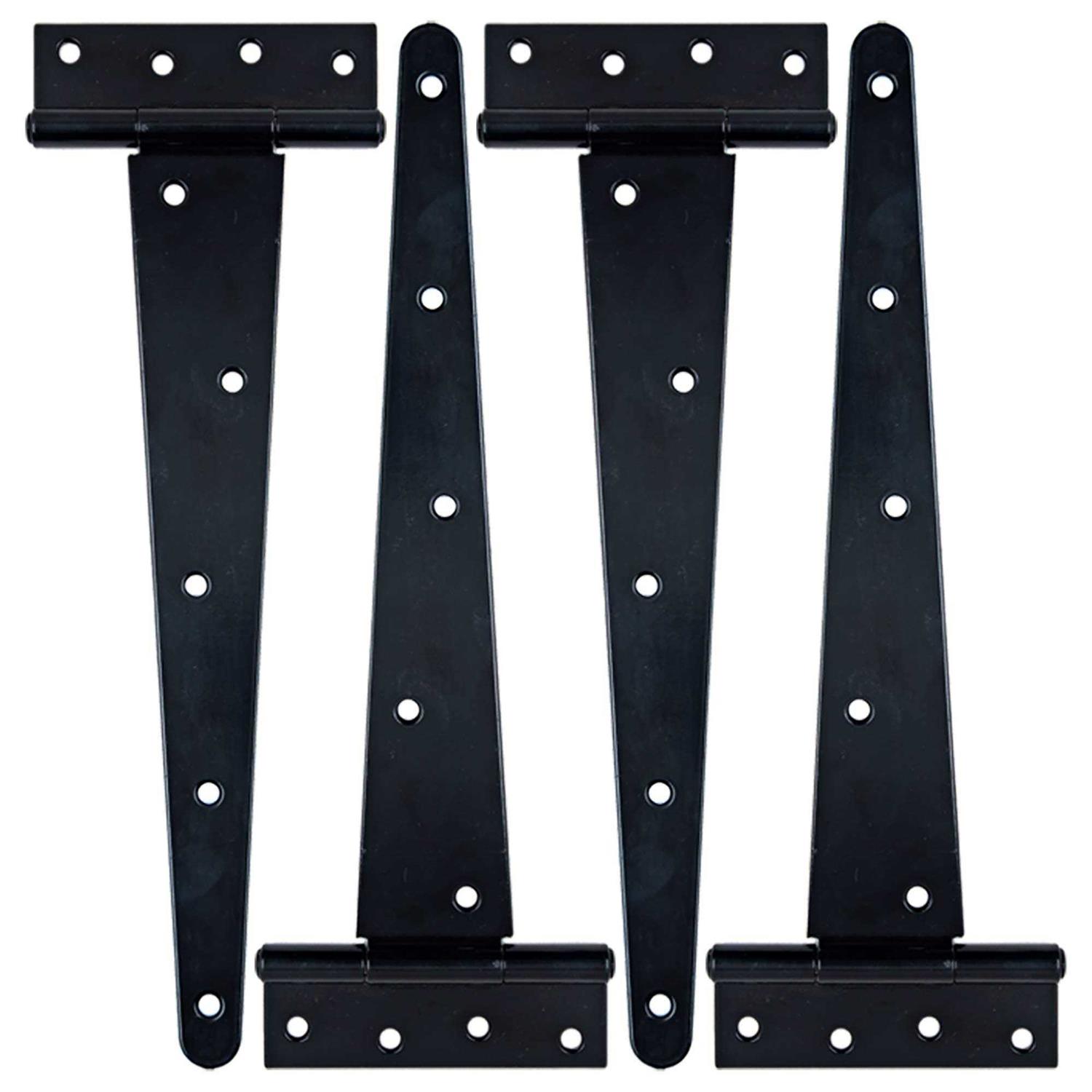 HLMOptimo Heavy Duty T Hinge Tee Hinge T Strap Hinge Shed Hinge Gate Hinge Barn Hinge Fence Hinge Door Hinge Wrought Rustproof All Size Black
