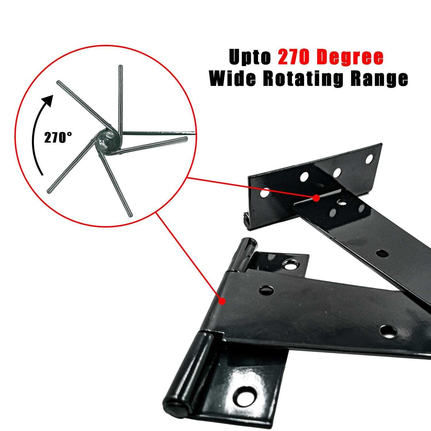 HLMOptimo Heavy Duty T Hinge Tee Hinge T Strap Hinge Shed Hinge Gate Hinge Barn Hinge Fence Hinge Door Hinge Wrought Rustproof All Size Black - Image 5