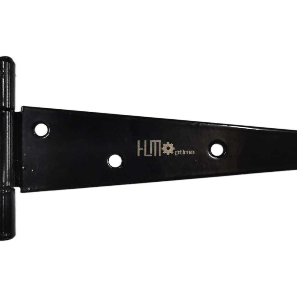HLMOptimo Heavy Duty T Hinge Tee Hinge T Strap Hinge Shed Hinge Gate Hinge Barn Hinge Fence Hinge Door Hinge Wrought Rustproof All Size Black - Image 4