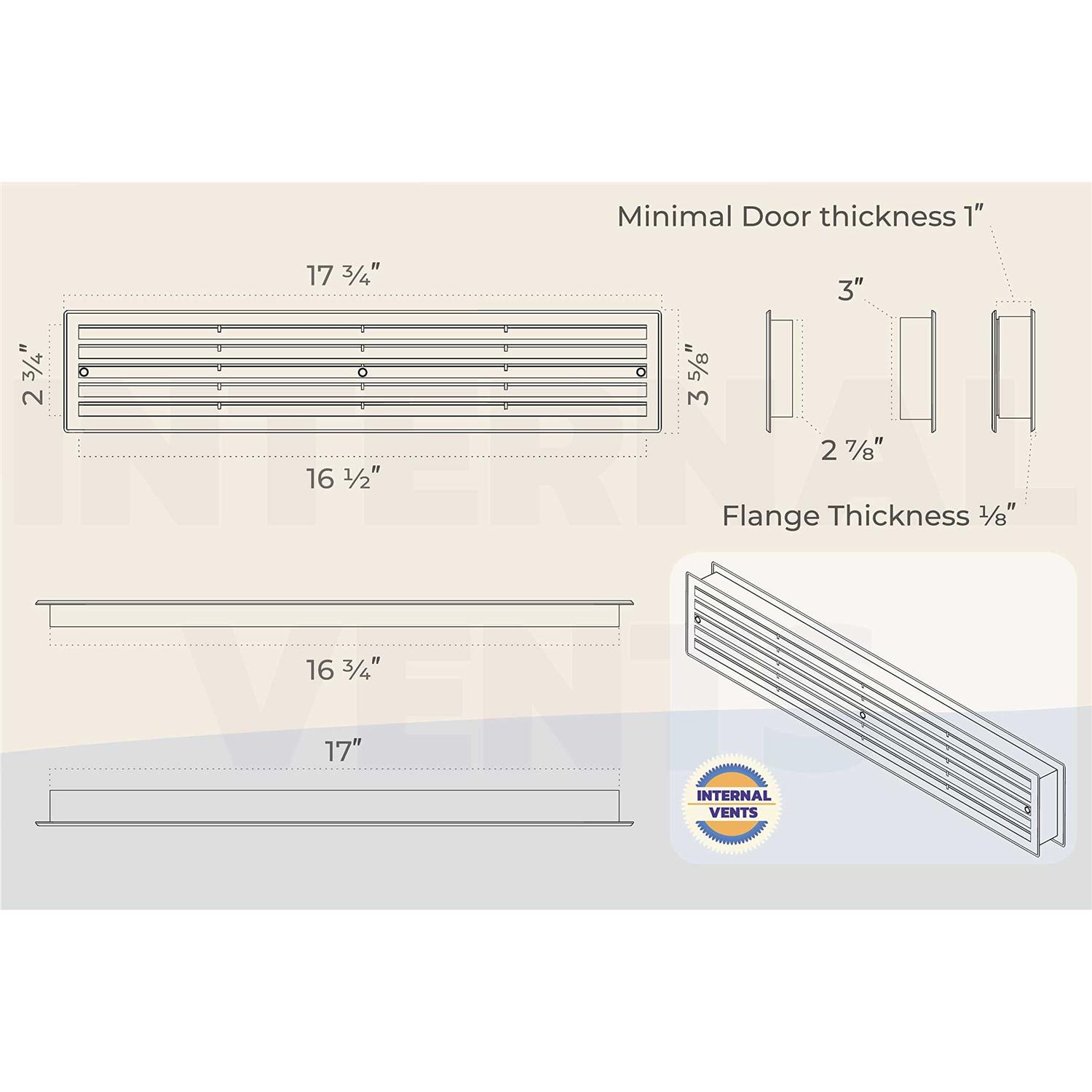 Internal Vents Door Vent for Interior Doors 16 7/8 x 3 - Image 3