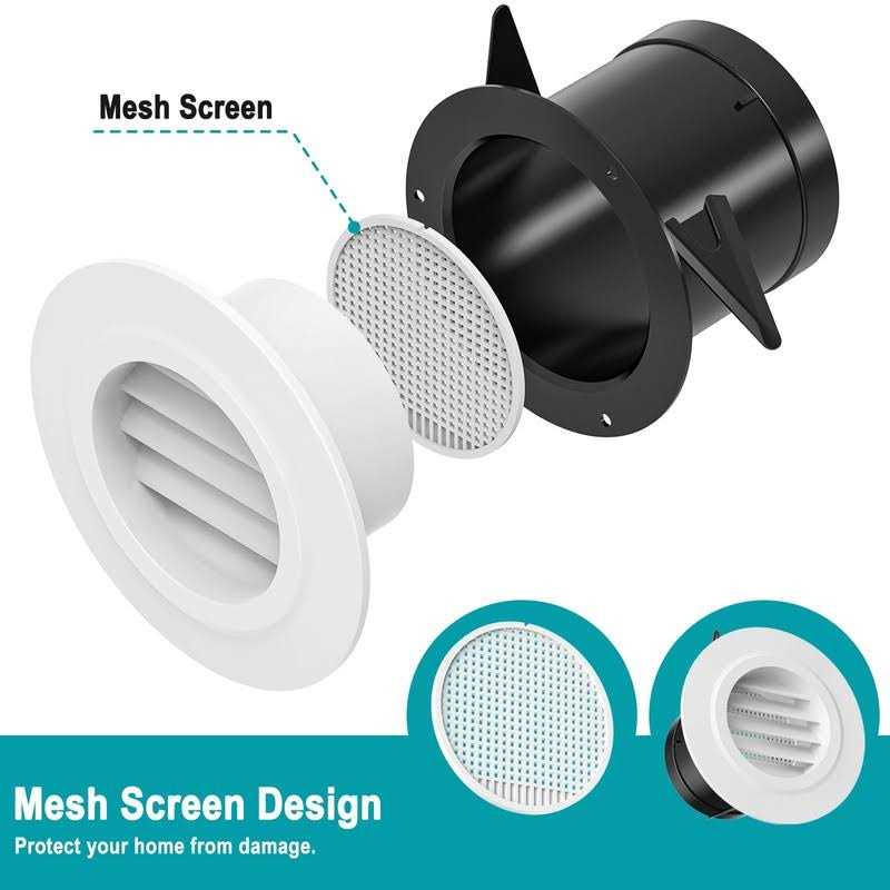 HG Power Round Air Vent ABS Louver Grille Cover White Soffit Vent with Built-in Fly Screen Mesh for Bathroom Office - Image 5