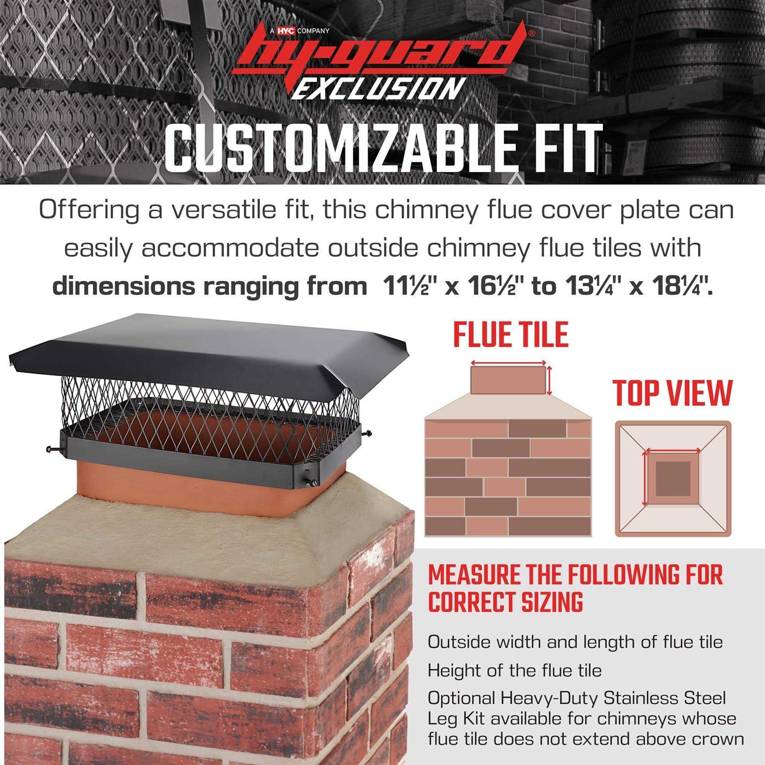 HY-GUARD Galvanized Steel Chimney Cover HY-C Black Chimney Cap Single Bolt-On Chimney Fireplace Cover - Image 3