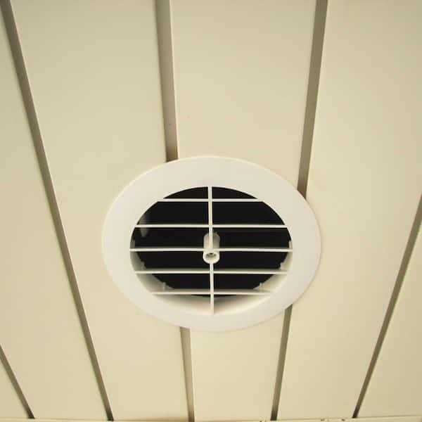 Gibraltar Building Products 8 in. x 9.25 in. Round White Weather Resistant Plastic Soffit Vent for 4 in. Ducts - Image 3