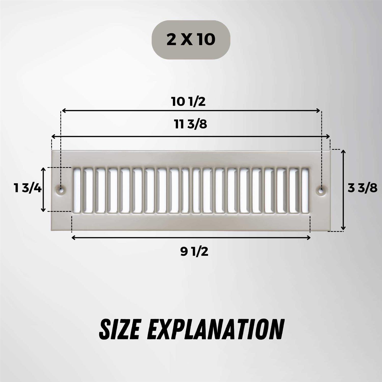 Handua 4 x Toe Kick Register Grille Vent Cover Outer Dimensions - Image 4