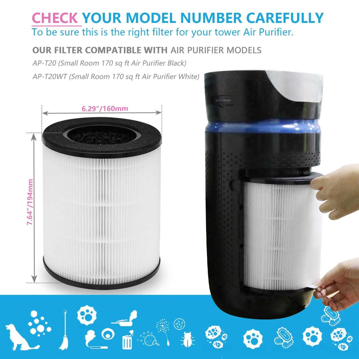 Ulrempart Replacement Filter Compatible with Homedics Air Purifier Model ap-t20 - Image 4