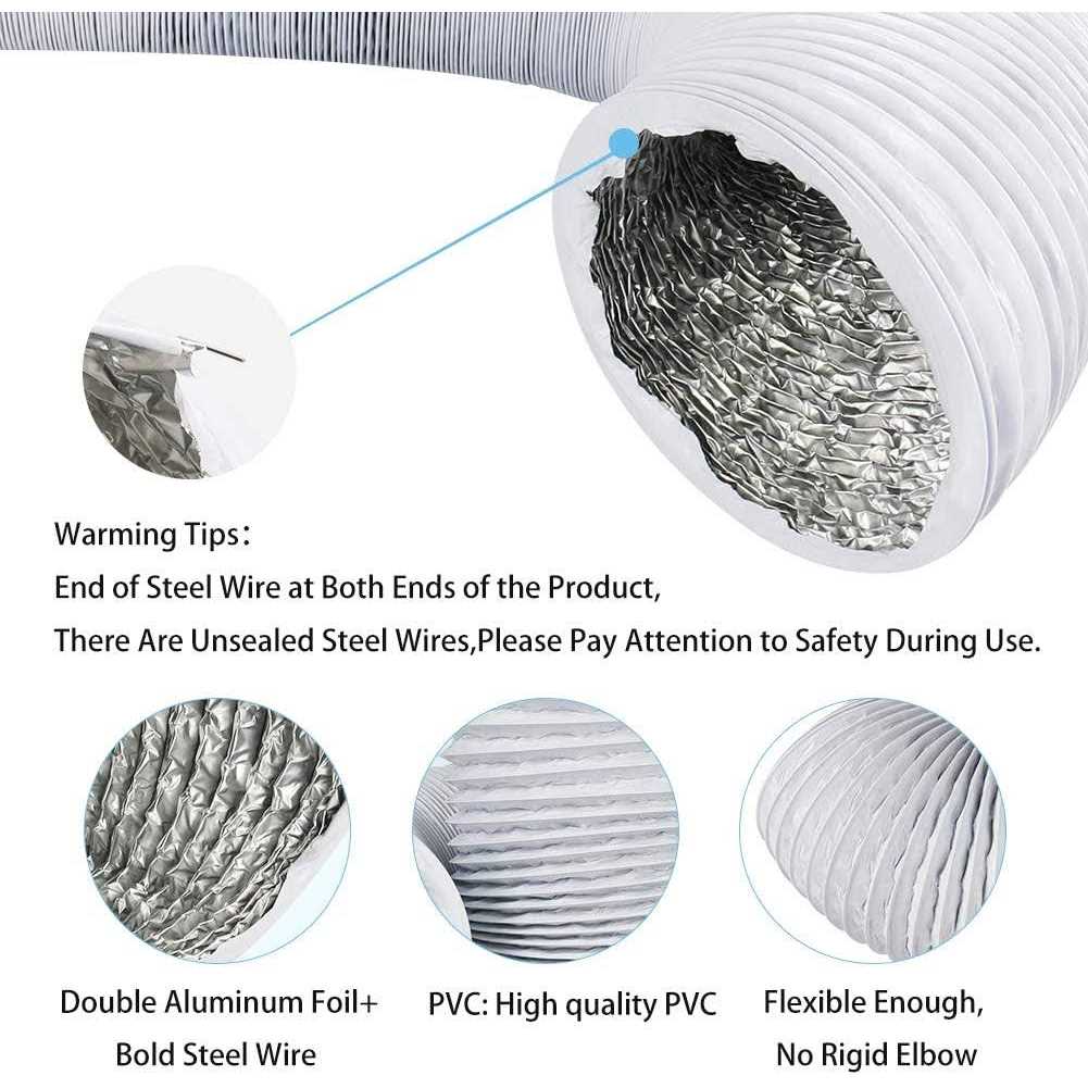 YIJUHOU 4Inch 10FT Long Flexible Aluminum Air Ducting Heavy-Duty 4 Layer Dryer Vent Hose - Image 5