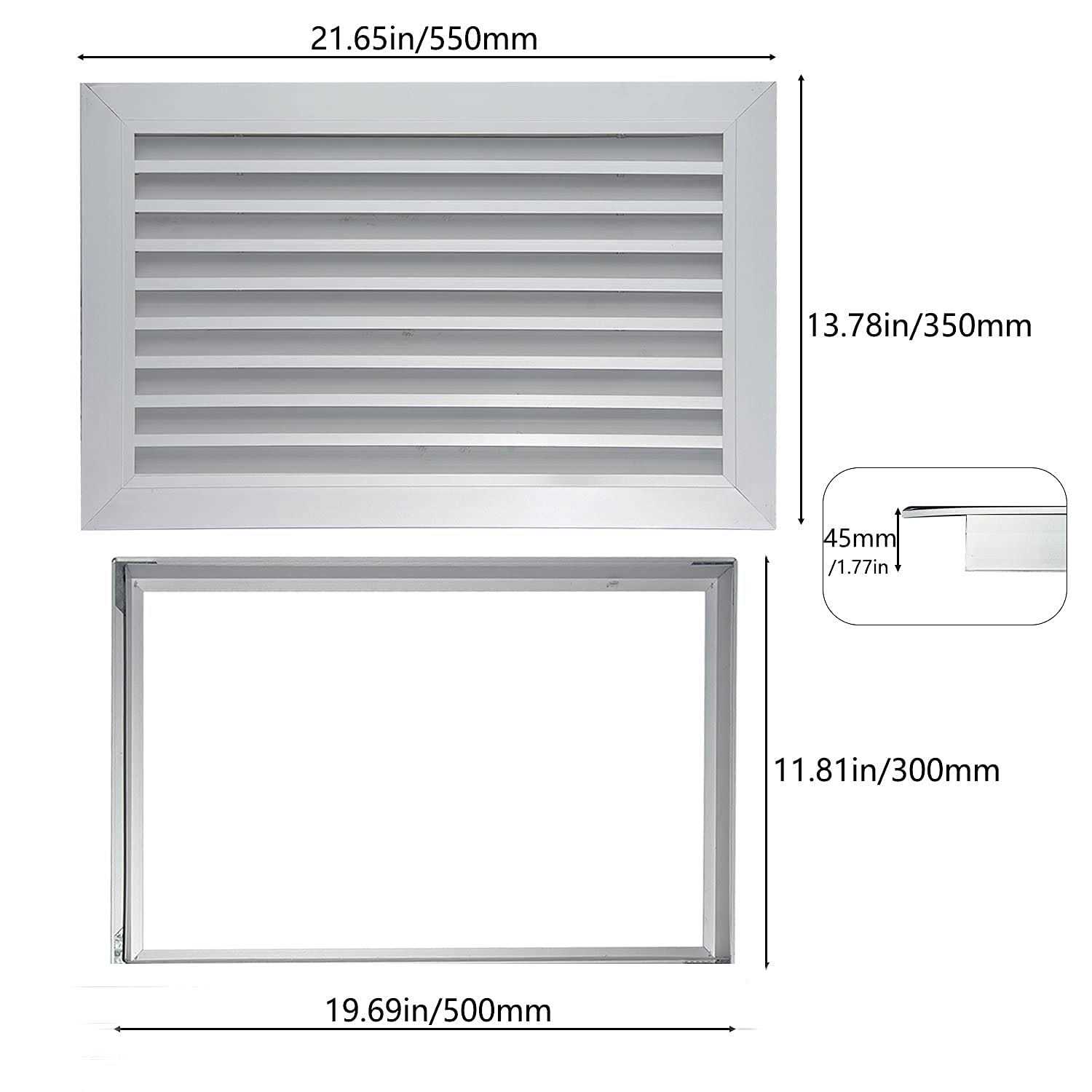 tonchean Door Vent 20a x 12a Air Grille Two Sideds for Interiors Aluminum Louver Walls Crawlspace Door Ventilation Grill Hvac Vent at MechanicSurplus.com - Image 5
