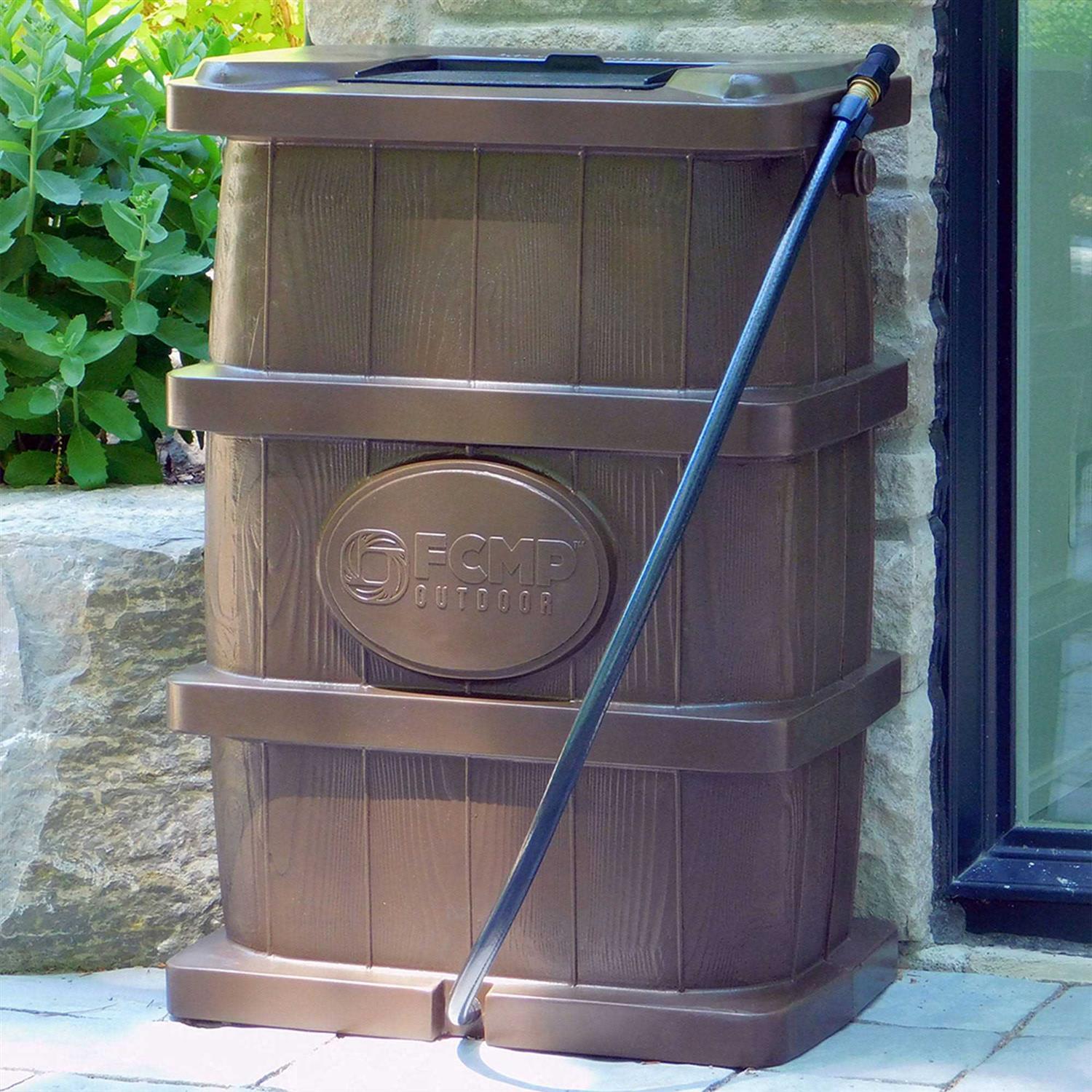 FCMP Outdoor 45 Wood Grain Rain Water Catcher Barrel - Image 3