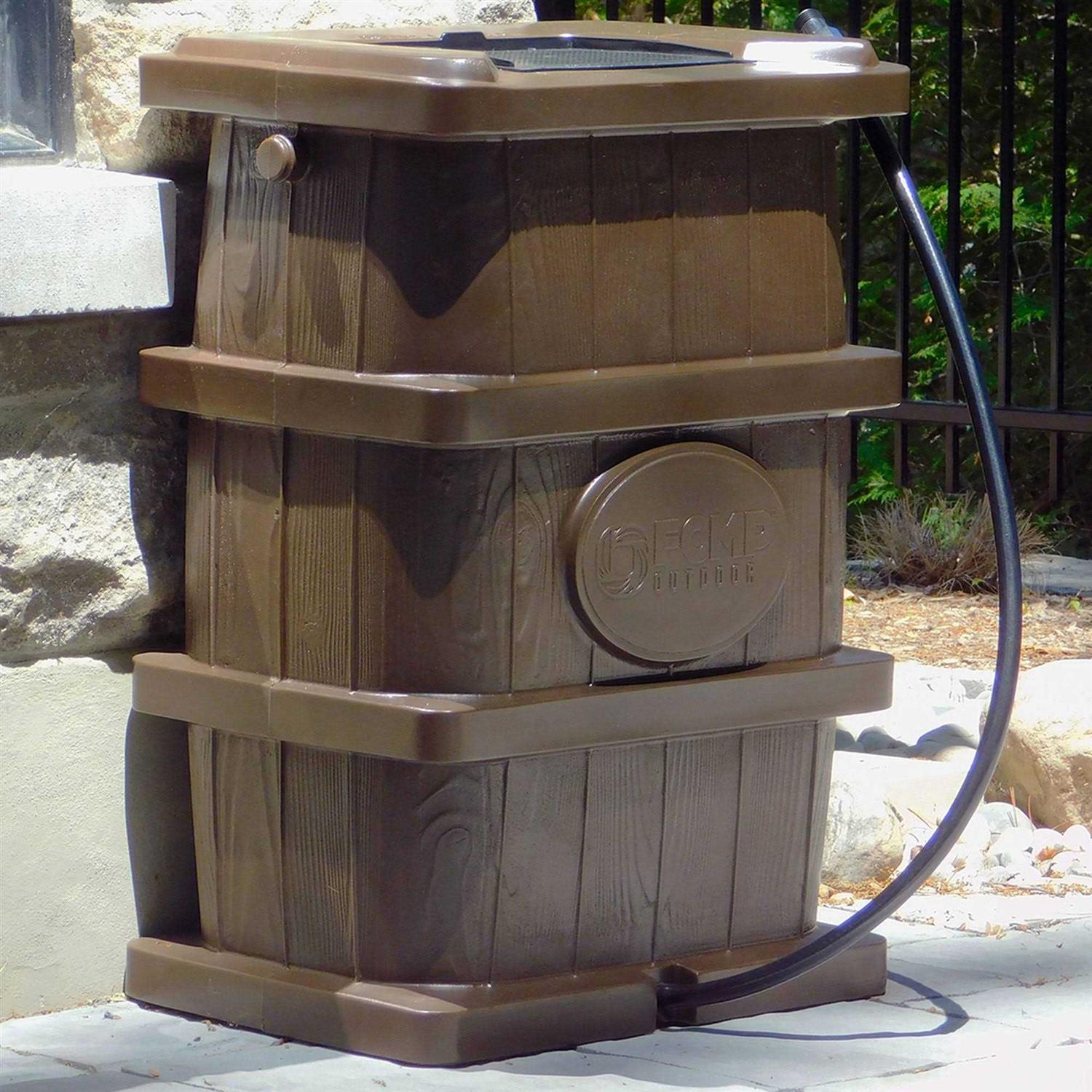 FCMP Outdoor 45 Wood Grain Rain Water Catcher Barrel - Image 5