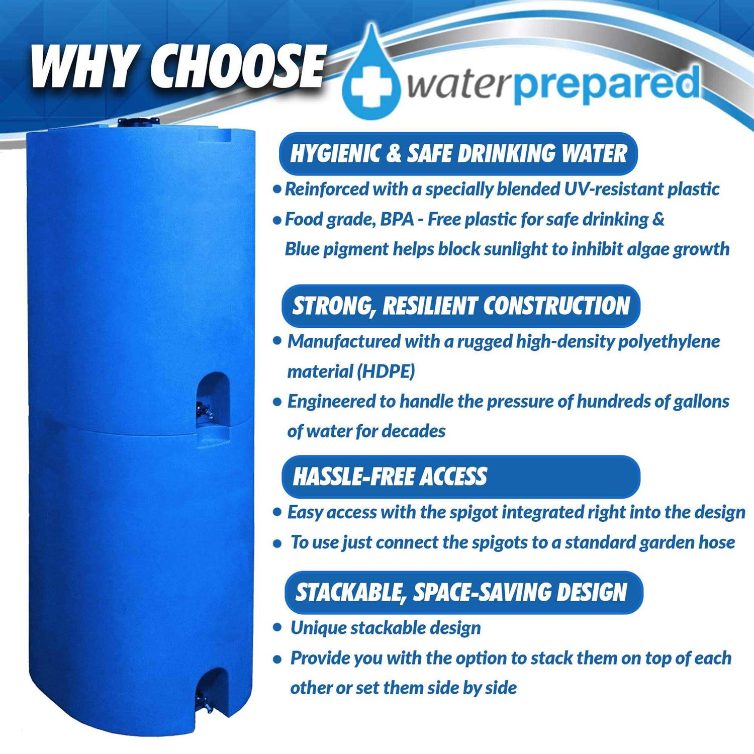 WaterPrepared Blue 55 Gallon Water Storage Tank - Image 4