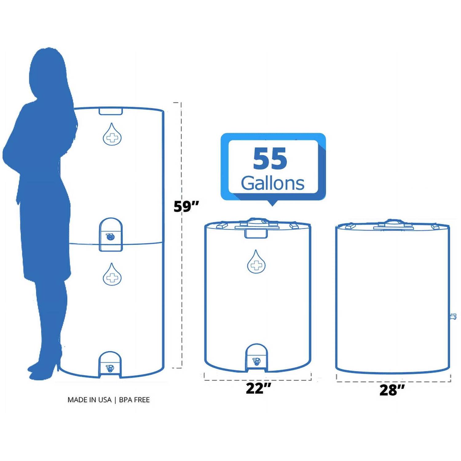 WaterPrepared Blue 55 Gallon Water Storage Tank - Image 5