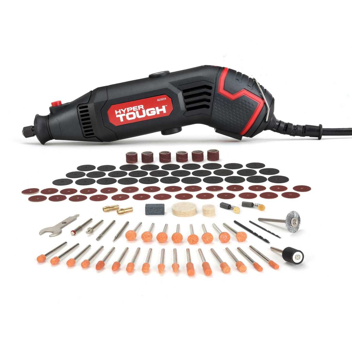 Hyper Tough 1.5 Amp Corded Rotary Tool Variable Speed with 105 Rotary Accessories & Storage Case