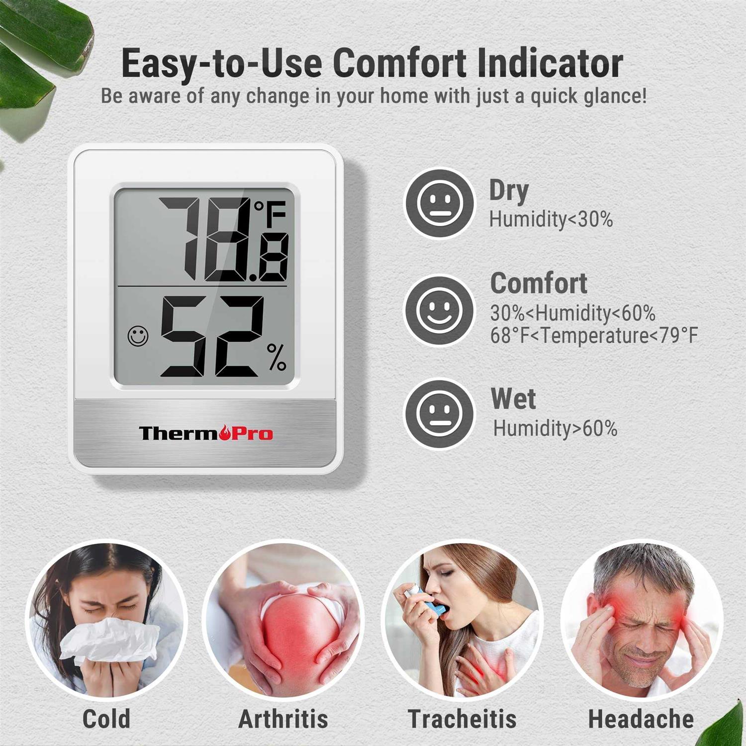 ThermoPro TP49 Digital Hygrometer Indoor Thermometer Humidity Meter Mini Hygrometer Thermometer with Temperature and Humidity Monitor Room - Image 3