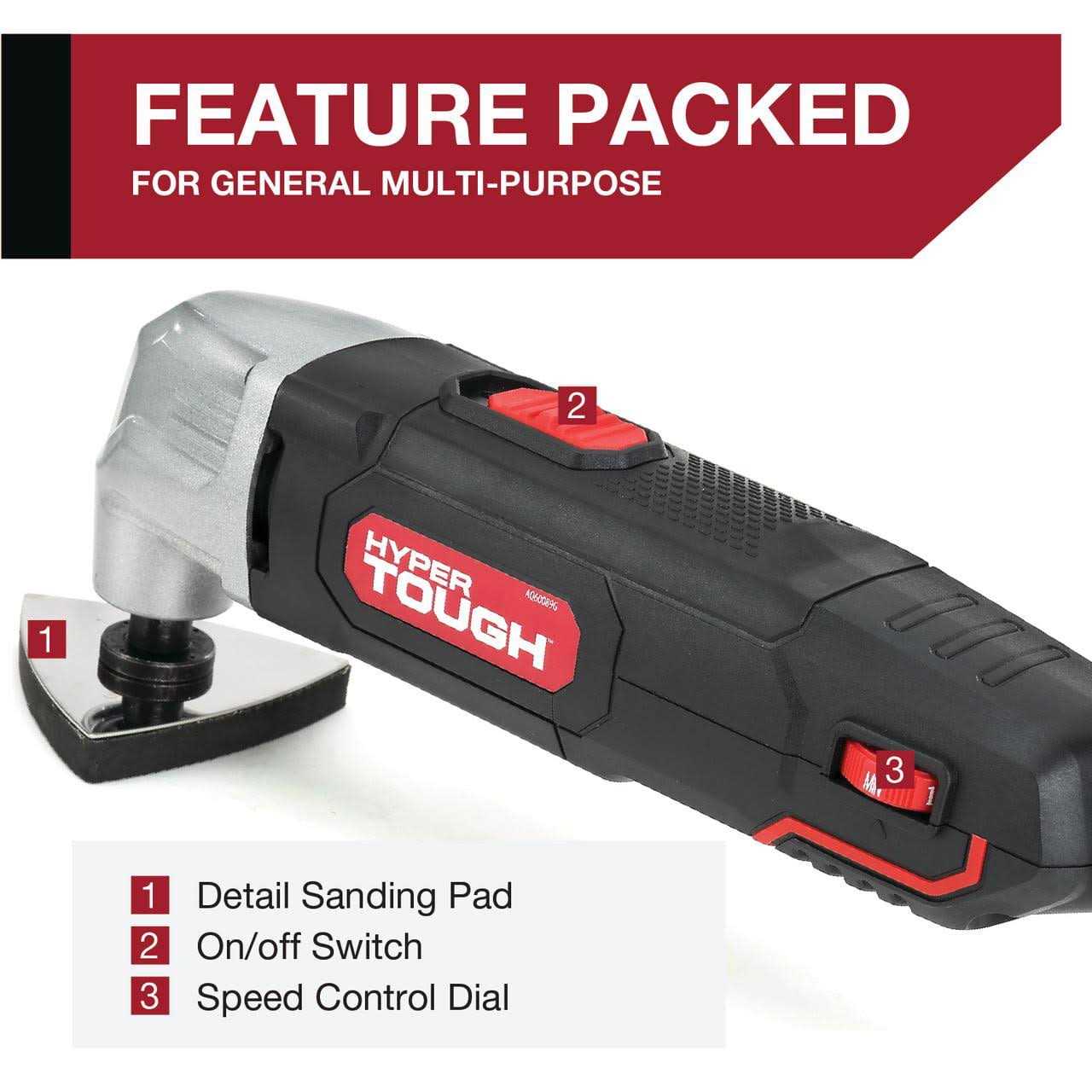 Hyper Tough 2.1 Amp Corded Oscillating Multi-function Tool - Image 4