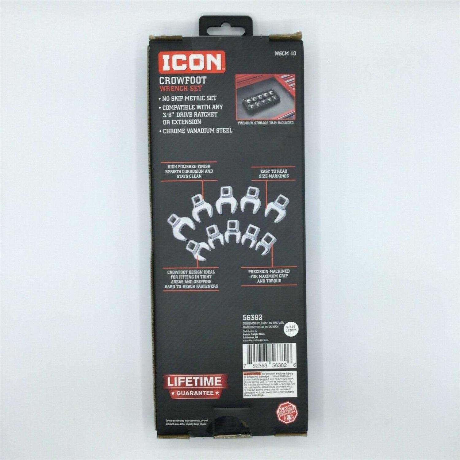 Icon 3/8 in. Drive Metric Professional Crowfoot Wrench Set - Image 5
