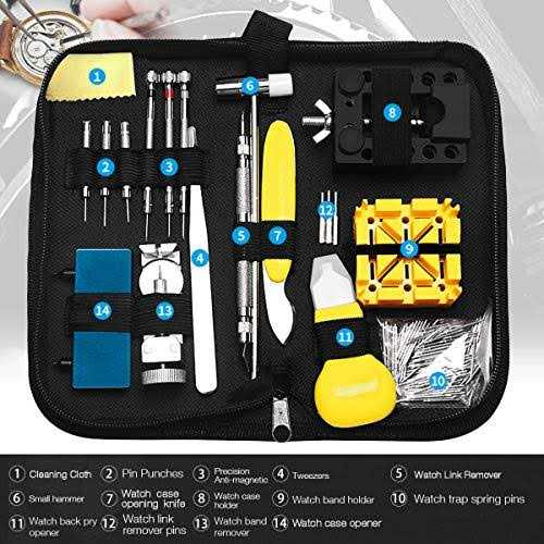 BYNIIUR Watch Repair Tool Kit Watch Band Link Tool Set 127 Pcs Watch Case Opener Spring Bar with Carrying Bag - Image 4