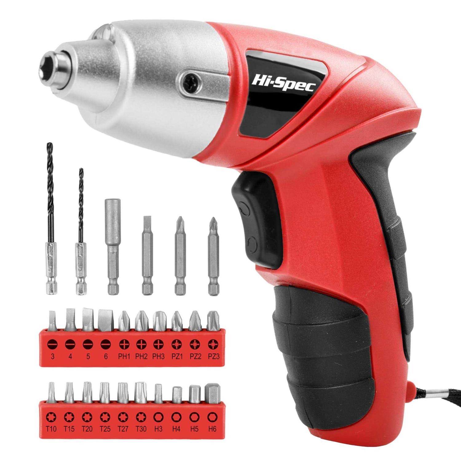 Hi-Spec 27pc 3.6V USB Small Power Electric Screwdriver Set Cordless & Rechargeable with Driver Bit Set