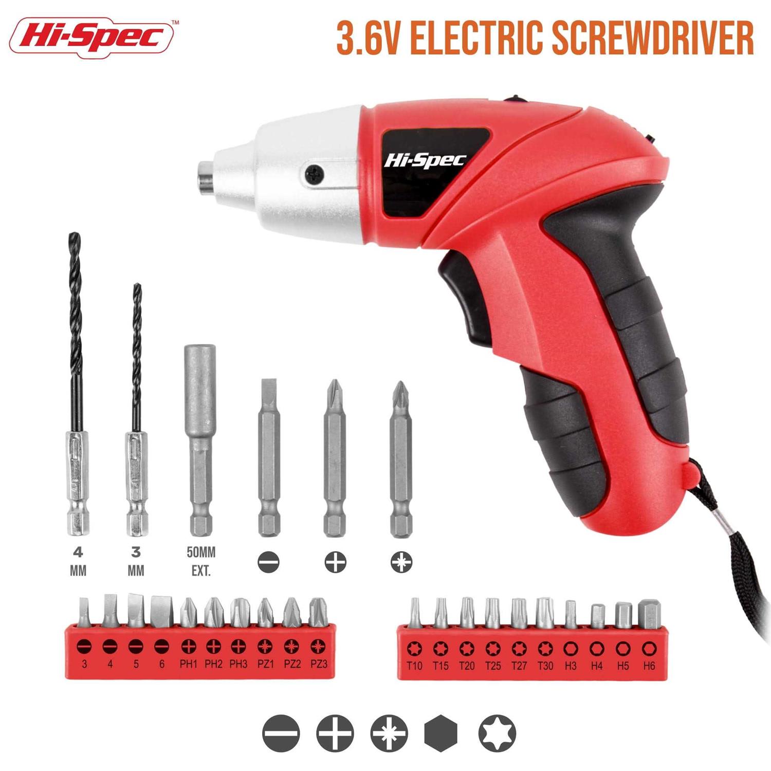 Hi-Spec 27pc 3.6V USB Small Power Electric Screwdriver Set Cordless & Rechargeable with Driver Bit Set - Image 5