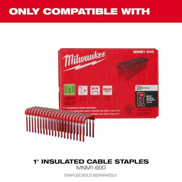 Milwaukee M12 12 Volt Lithium Ion Cordless Cable Stapler W/1 in. Insulated Cable Staples 600 per Box - Image 4