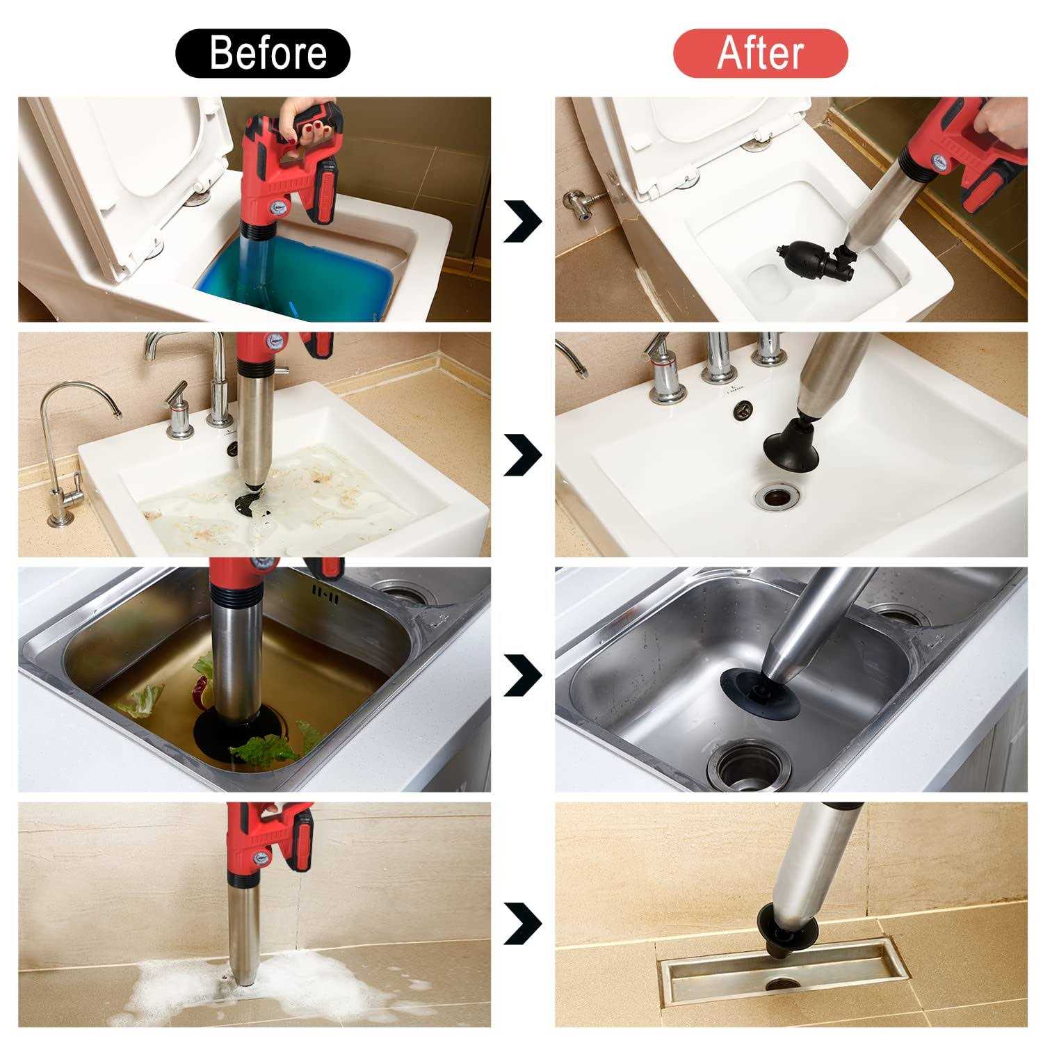 TTILL Electric Toilet Plunger,Drain Clog Remover Tools,High Pressure Air Toilet Plungers Heavy Duty Plunger For Toilet,Bathroom,Floor - Image 5