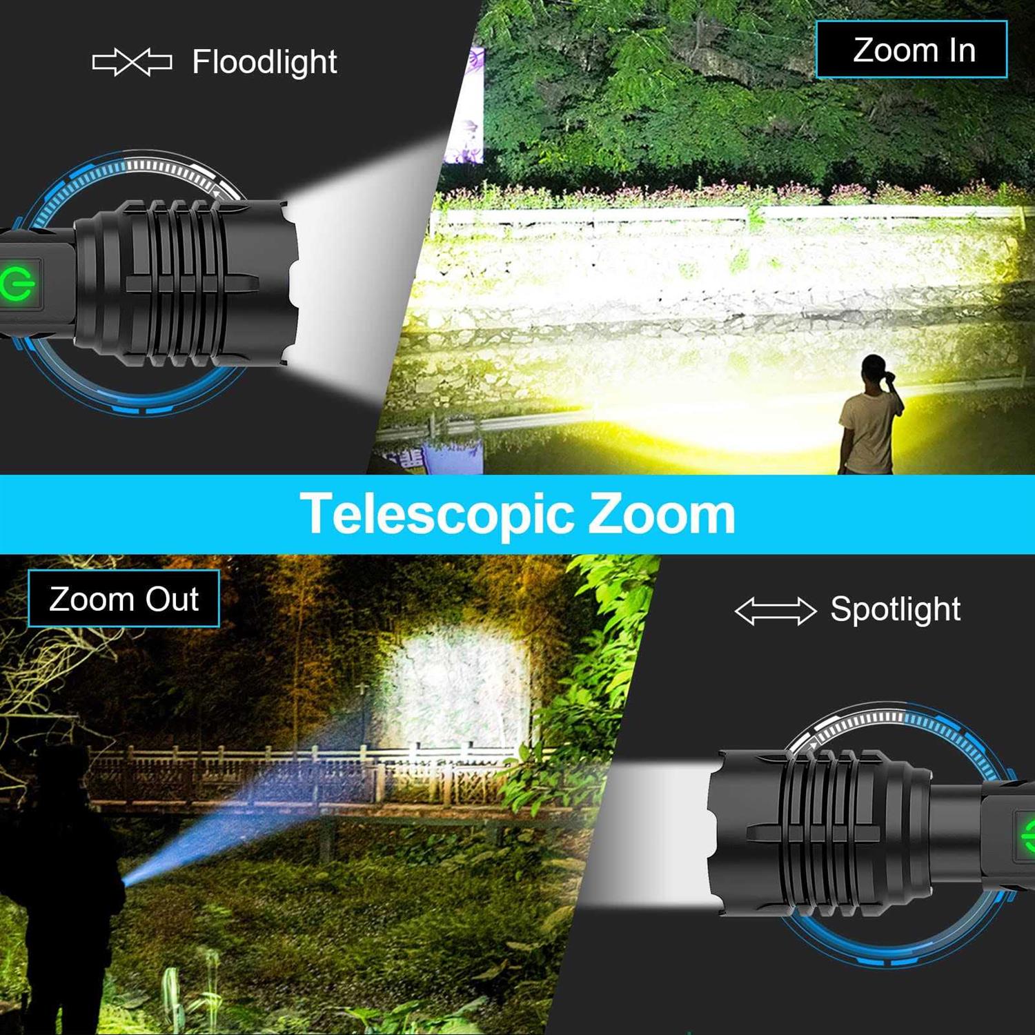 Banral Flashlights High Lumens Rechargeable 100000 Lumens XHP70.2 Super Bright LED Flashlight with Holster - Image 3