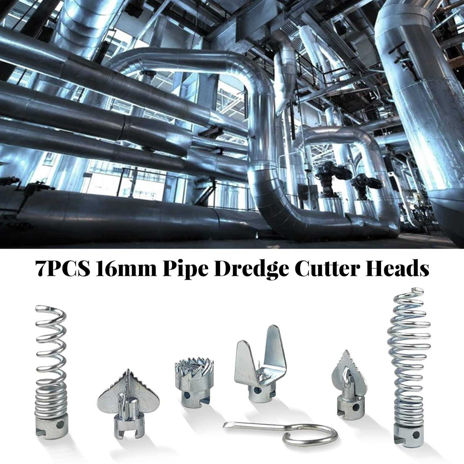 YWNYT Drain Cleaner Combination Cutter Head Set Cutter Head for Dredging 7pcs 16mm Manganese Steel Drain Cleaner Machine Combination Cutter Head Set - Image 4