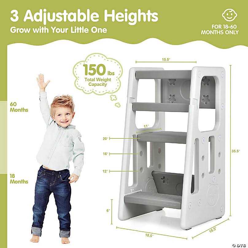 Costway Kids Kitchen Step Stool with Double Safety Rails Toddler Learning Stool - Image 4