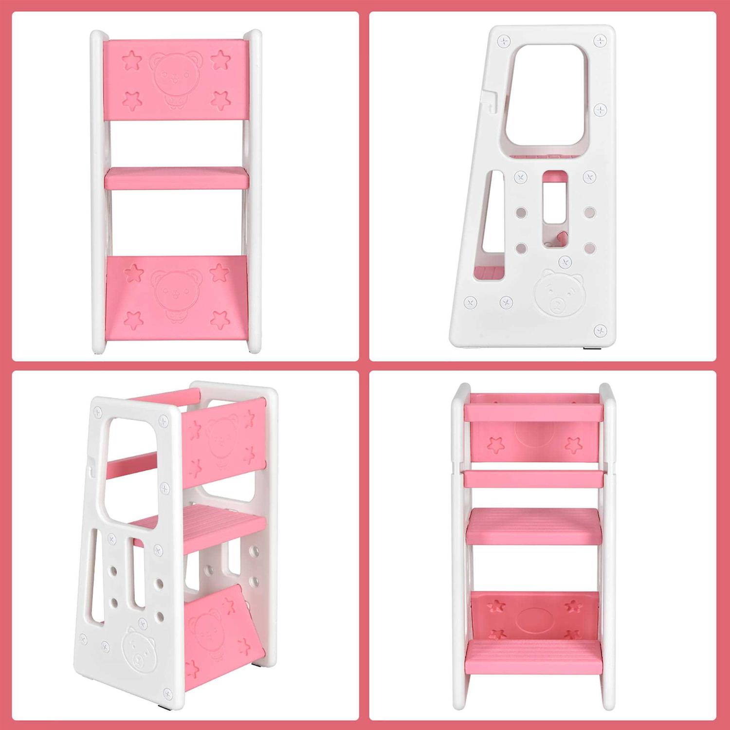 Costway Kids Kitchen Step Stool with Double Safety Rails Toddler Learning Stool - Image 5