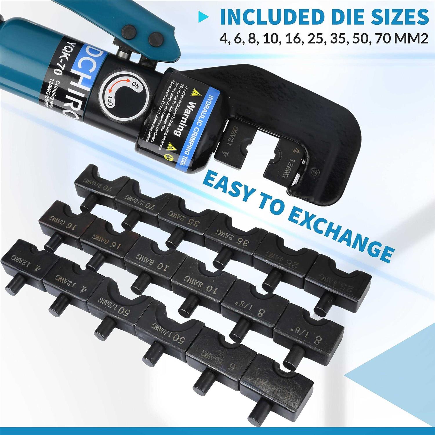 DCHIRO Hydraulic Crimping Tool Hydraulic Crimper with Heavy Duty Head 9 Pairs UPGRADED - Image 3