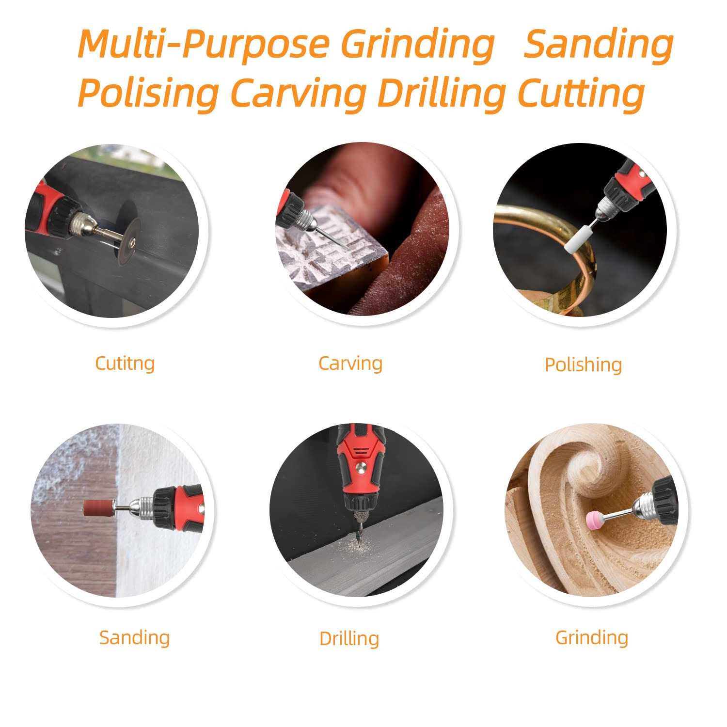 Excited Work Power Cordless Rotary Tools Kits,3.7V Mini Grinder Front LED Work Light - Image 4