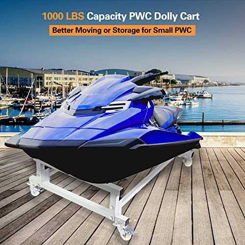 JY PERFORMANCE Watercraft PWC Dolly Boat Jet Ski Stand Storage Trailer Cart Dock Slipway Cart Adjustable Bunks W/ 4 Casters and 2 Brakes Carpeted to - Image 2