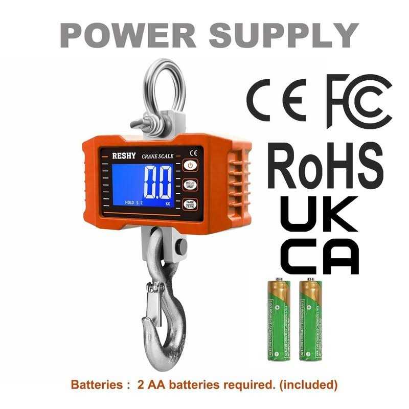 RESHY Digital Crane Scale 2000lb/1000Kg Digital Hanging Scale Industrial Heavy Duty Crane Scale for Farm,Factory,Construction,Hunting CE Certified - Image 4