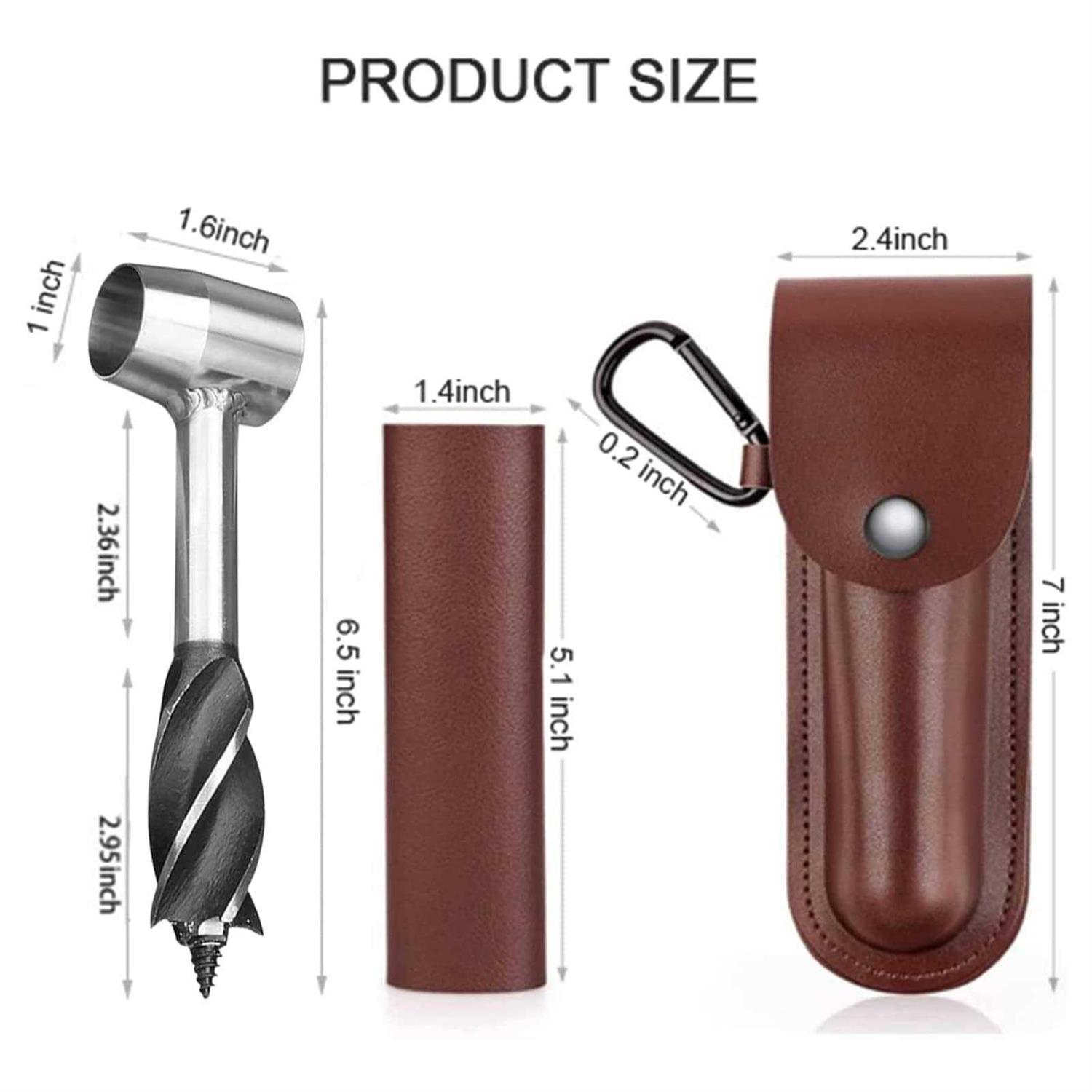 HNONPW Bushcraft Gear for Survival Settlers Bushscraft Hand Auger Wrench with Flint Scotch Eye Wood Drill Peg and Manual Hole Maker Mul - Image 3