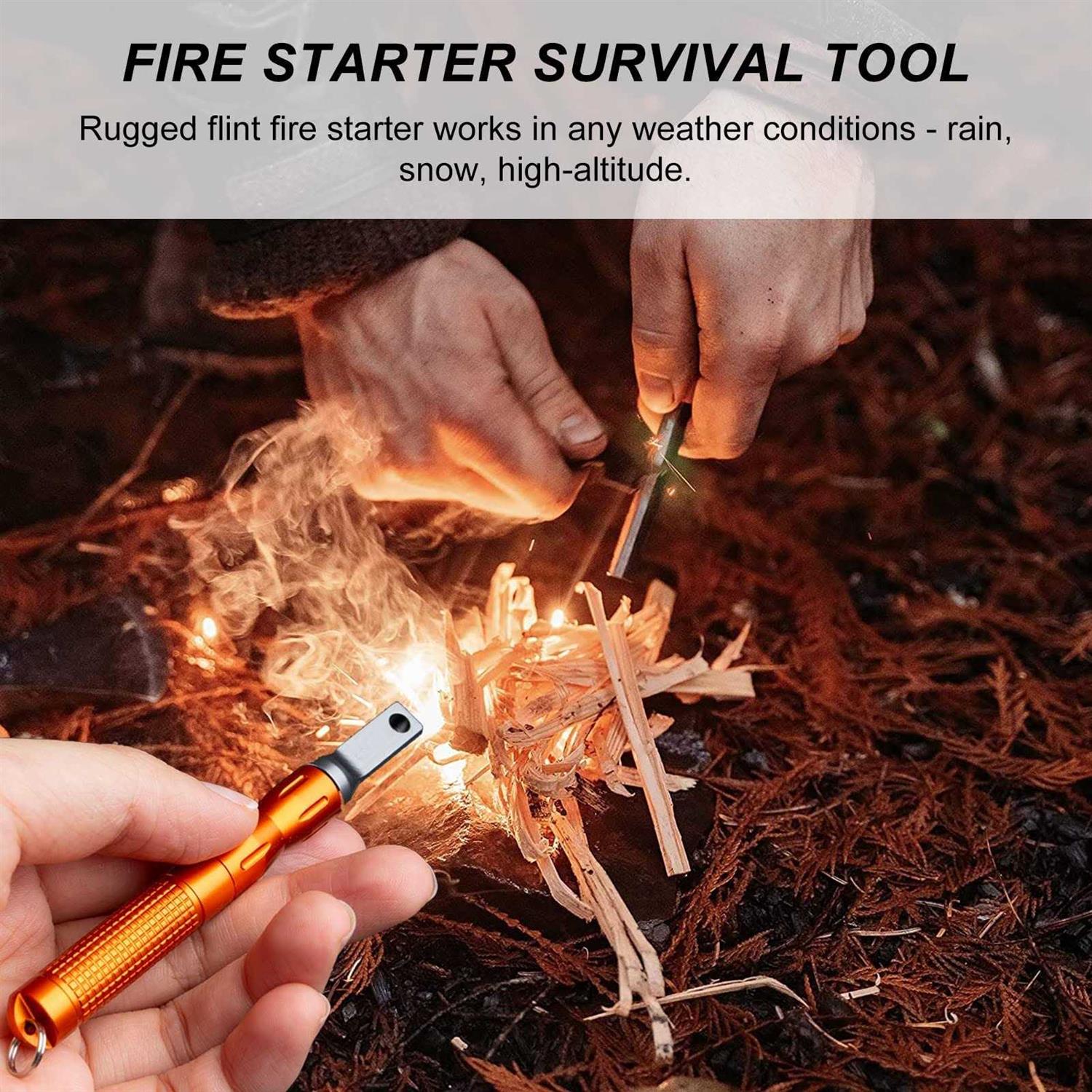 HNONPW Bushcraft Gear for Survival Settlers Bushscraft Hand Auger Wrench with Flint Scotch Eye Wood Drill Peg and Manual Hole Maker Mul - Image 5