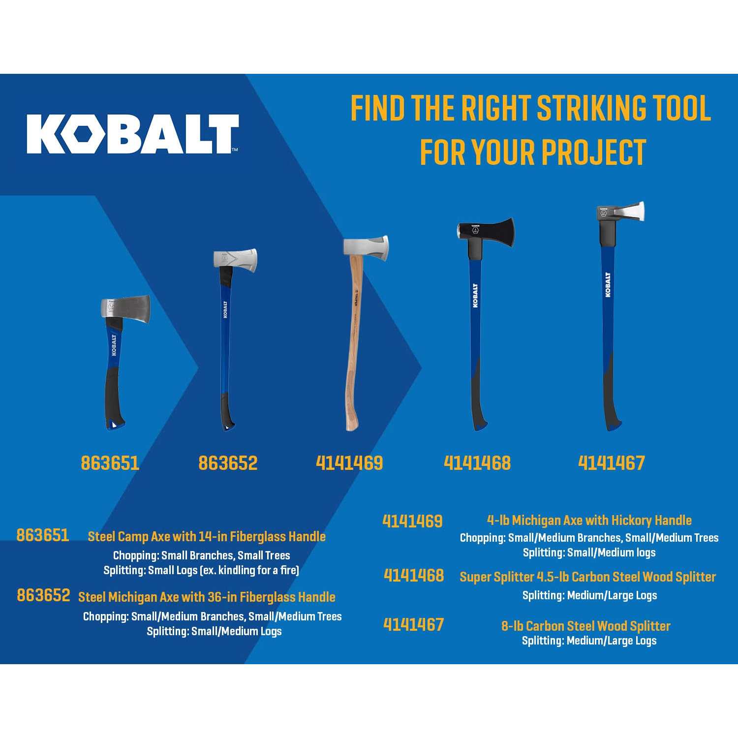 Kobalt Steel Michigan Axe with 36-in Fiberglass Handle Axe HM-4FX-K 34742 - Image 2