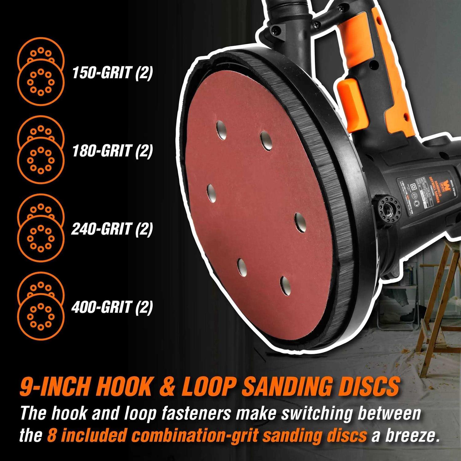 WEN 10 Amp Variable Speed Handheld Drywall Sander with Dust Hose and Collection Bag - Image 5