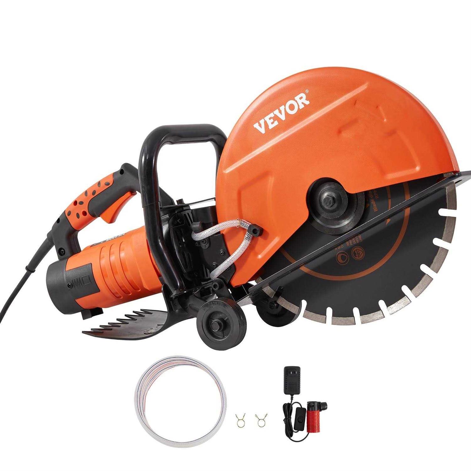 VEVOR Electric Concrete Saw, 14 in Circular Saw Cutter with 5 in Cutting Depth, Wet/Dry Disk Saw Cutter Includes Water Line, Pump and Blade - Image 5