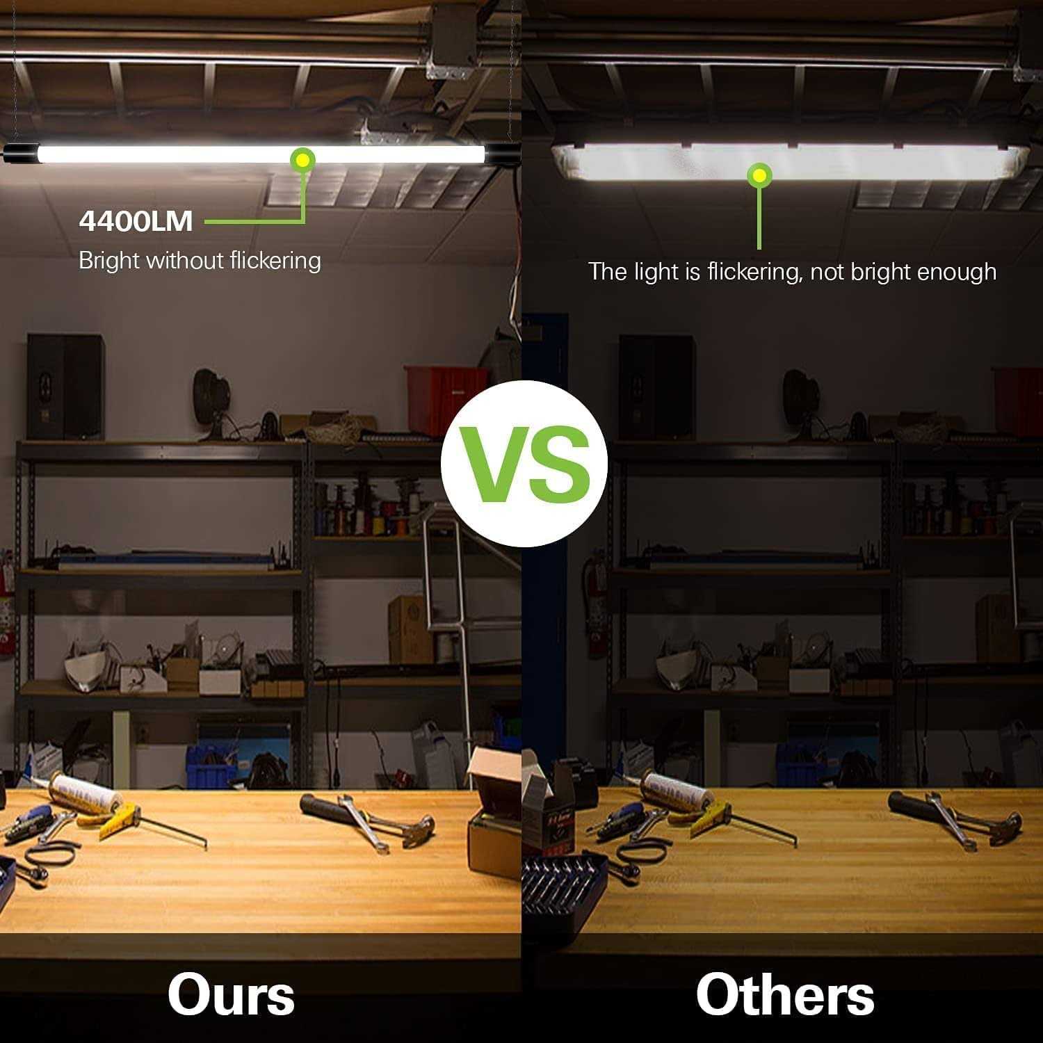 Hykolity 2 Pack 4FT Linkable LED Shop Light for Garage 4400lm 4FT 42W Utility Light Fixture - Image 4