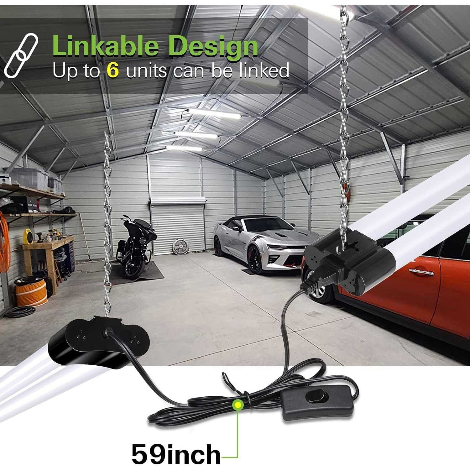 Hykolity 2 Pack 4FT Linkable LED Shop Light for Garage 4400lm 4FT 42W Utility Light Fixture - Image 5