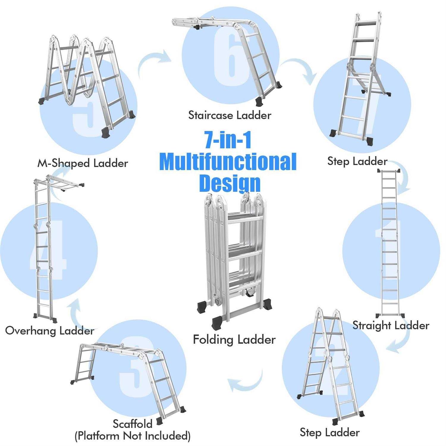 Giantex 7-in-1 12 Ft Tall Folding Step Ladder Max Load 330 lbs - Image 5
