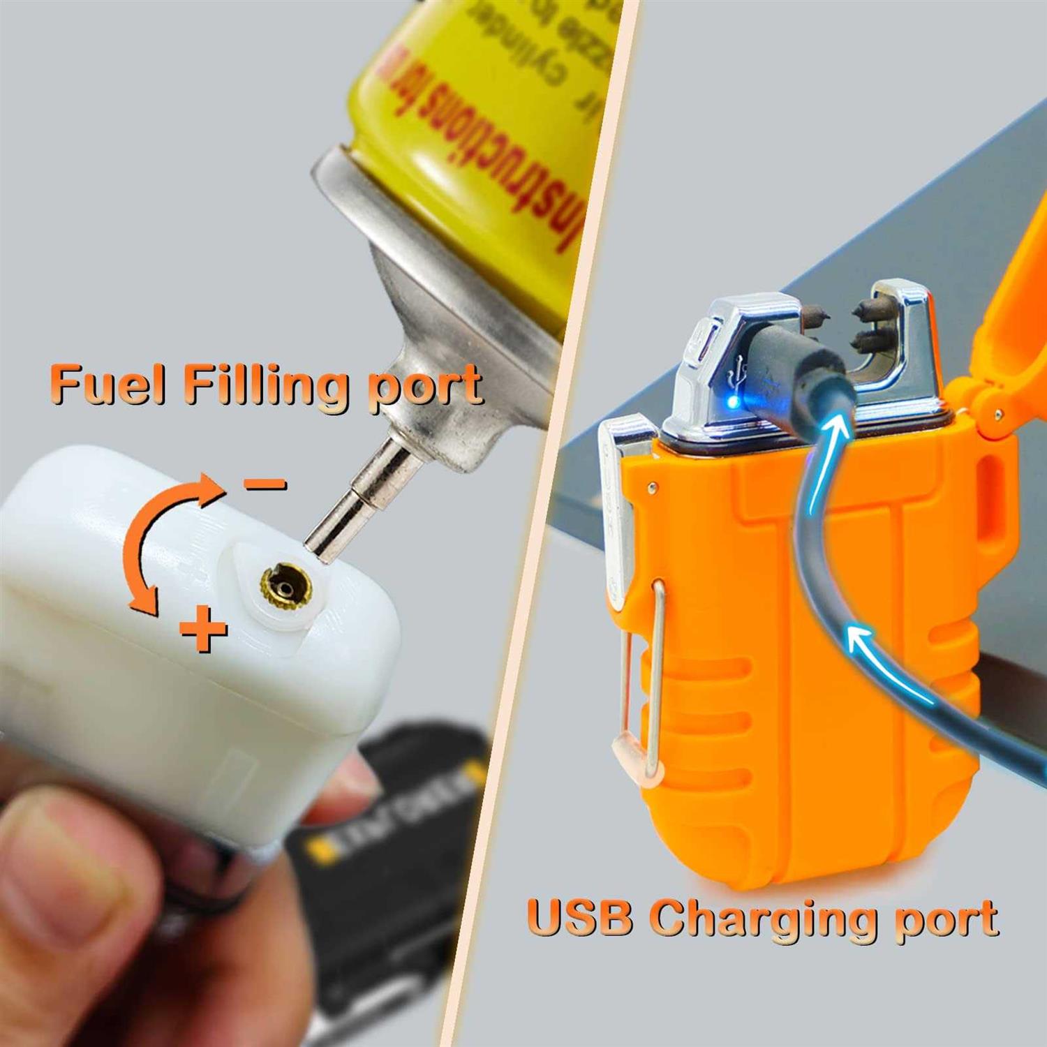 Laffizz 2 Pack Waterproof Lighter for Outdoor Windproof Torch Lighter Dual Arc Butane Electric Lighter - Image 4